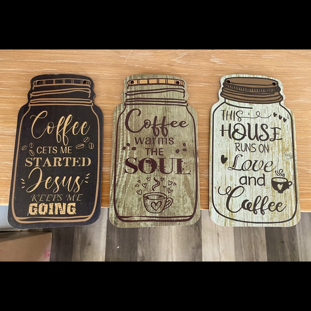 BRAND NEW Set of three coffee decor signs
